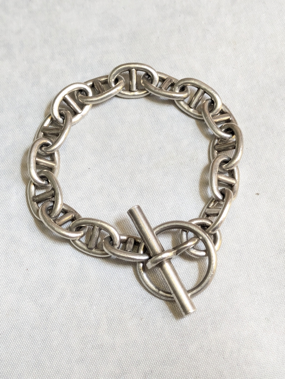 Taxco Sterling Silver Bracelet Anchor Mariner 7.75" Toggle Mexico